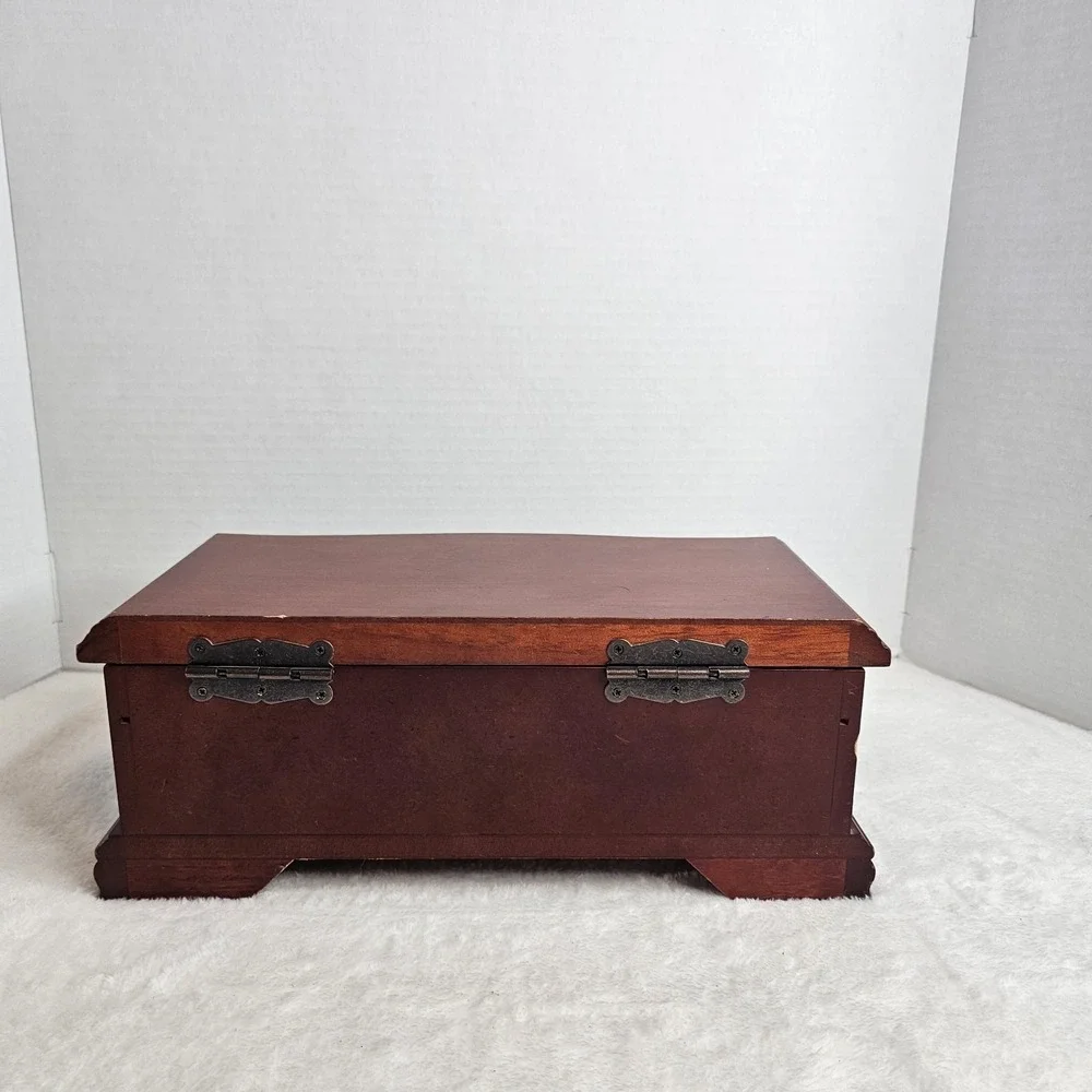 Brown Wood Rectangle Jewelry Box Organizer w/ Drawers, Ring Storage, 25+ pcs